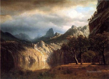 風景 Painting - ウェスタン・マウンテンズにて アルバート・ビアシュタット